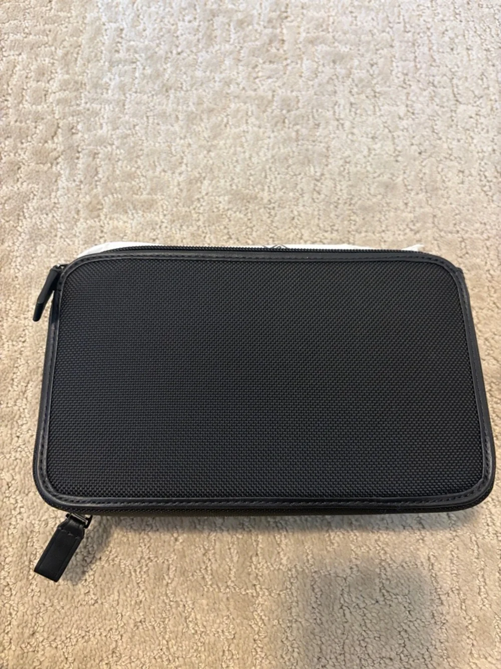 Tumi Alpha Triple Zip Black Textured Travel Pouch